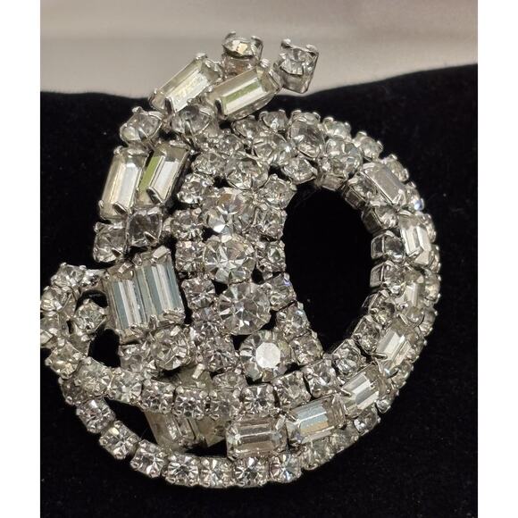 Vintage Christian Dior By Kramer Rhinestone Rhodium plated...